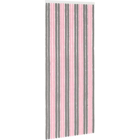 Insektenschutzvorhang Chenille Silber Grau und Rosa 90 x 220 cm vidaXL