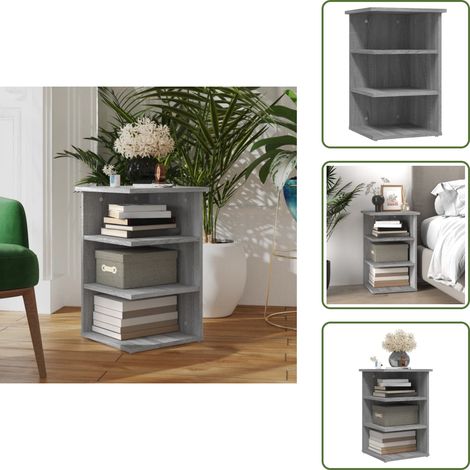 The Living Store Mueble auxiliar madera contrachapada gris Sonoma 35x35x55 cm - Almacenamiento