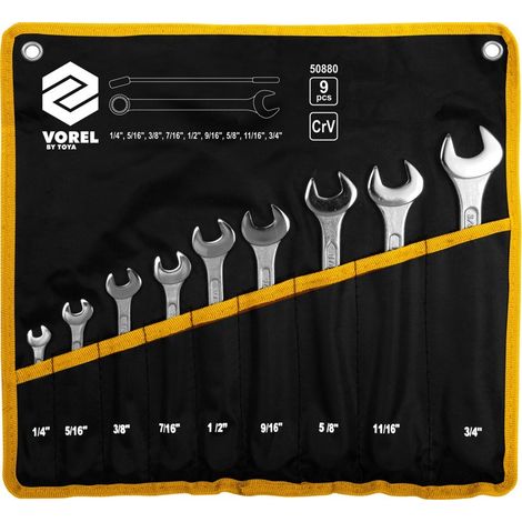 Maulschlüssel, Crv, Zoll 1/4""""-3/4"""", Satz 9-tlg. 50880 VOREL