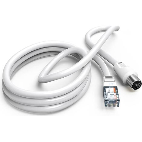 Cordon d’antenne - HAMA - 2,5 m - Double blindage - Fiche coax. mâle - Fiche RJ45