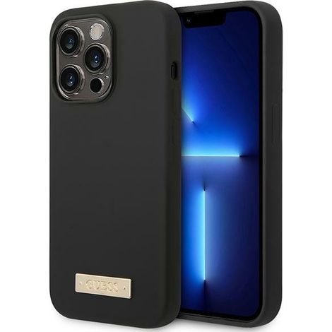 Guess GUHMP14LSBPLK iPhone 14 Pro 6.1" custodia rigida nera/nera con logo in silicone e MagSafe (1/5)