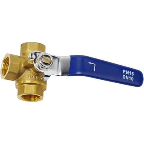 Vanne à bille 3 voies, vanne à bille en laiton 3 voies, vanne à orifice L/T, vanne à bille -20 °C à 120 °C, diamètres 1/4", 3/8", 1/2", 3/4" et 1". (1/5)