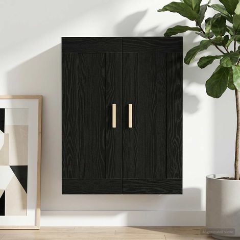 vidaXL Armadietto a muro A parete Rovere nero 69,5 x 34 x 90 cm (1/5)