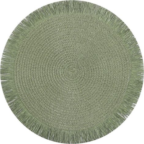 Ensemble de 4 sets de table ronds de style bohème avec de jolis pompons, résistants, antidérapants et adaptés à la cuisine, au restaurant, à la salle à manger et à la décoration intérieure. 38 cm, ver (1/5)