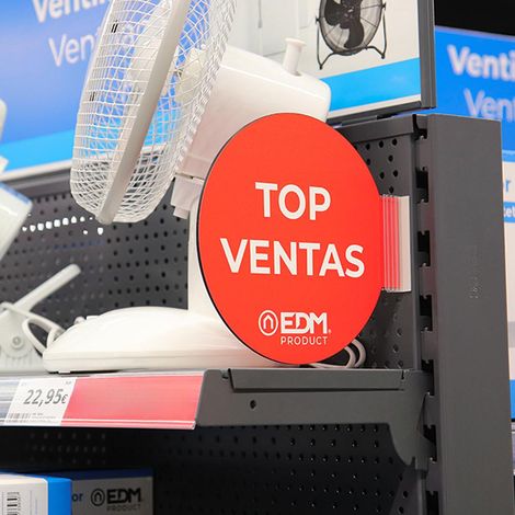 Espositore promozionale modulo best seller spagnolo Edm ø 20cm. Include un supporto adesivo 02942.