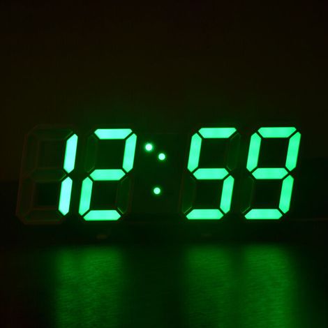 1 horloge murale numérique LED blanche/verte à luminosité réglable (1/4)