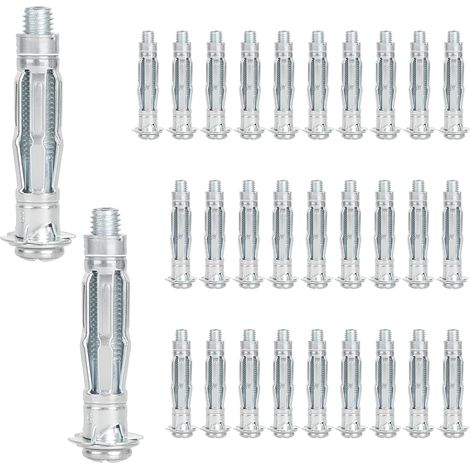 Confezione da 30 tasselli zincati M8 x 52 mm per pareti cave - Tasselli ad espansione con viti - Tasselli autoforanti per cartongesso (1/5)