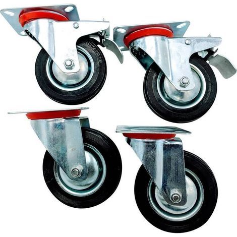 Lot de 4 roulettes pivotantes 100 mm – Charge maximale 60 kg – Corps polyamide – Bandage polyuréthane injecté (1/5)