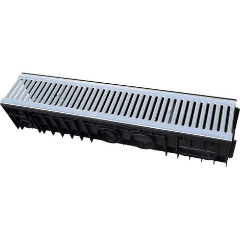 Jardibric – Caniveau de voirie en polypropylène avec grille acier galvanisé – Dimensions extérieures 200 x 200 mm – Dimensions intérieures 150 x 150 mm – Classe A15 (1/4)