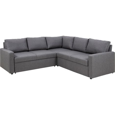Ebuy24 – Canapé d'angle gris avec rangement caché et lit gigogne – Tissu Sawana 100% polyester – Dimensions assise 186x65cm – Hauteur d'assise 46cm (1/5)