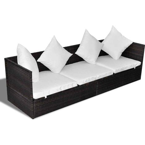 Sonnenliege Braun 200 x 60 x 58 cm Poly-Rattan vidaXL (1/5)