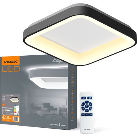 Eckige Deckenleuchte schwarz mit Fernbedienung 72W 7500lm 2700K/6000K 45 cm Videx (1/5)