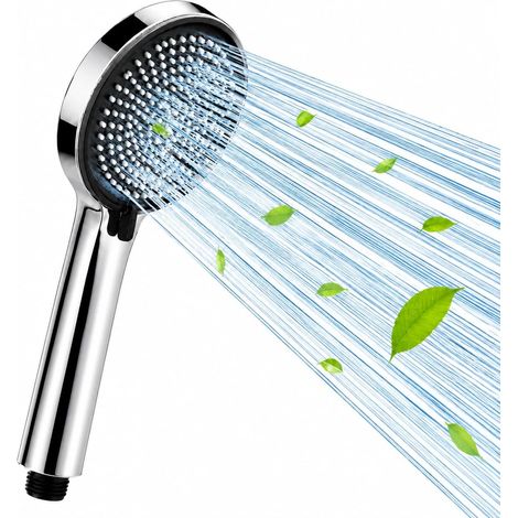 Pommeau de douche haute pression anticalcaire avec 3 buses réglables, buses en silicone ultra-légères pour un nettoyage facile, finition chromée et raccord G 1/2. (1/4)