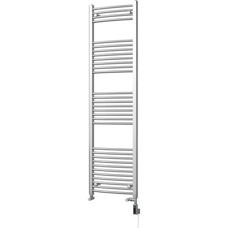Zennor - Chrome Dual Fuel Towel Rail H1800mm x W500mm Thermostatic WIFI - Curved (1/3)