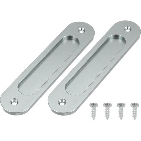 Poignée ovale affleurante pour portes coulissantes, poignée affleurante en acier inoxydable avec vis, adaptée aux fenêtres de maison, de salle de bain, de placard de grange, (1/5)