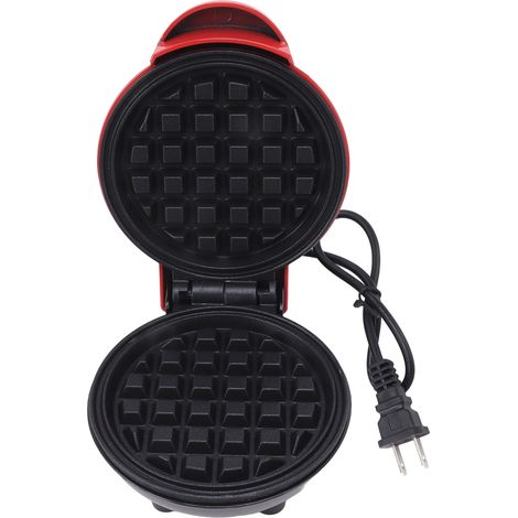 Mini Gaufrier Bâton Antiadhésif Double Face Rond Multifonction pour Sandwich Grille-Pain Petit Déjeuner 110V Rouge (1/5)