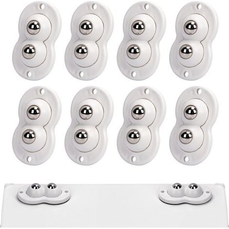 8 Pcs Petite Roulettes pour Meubles Adhésives Transfert à Double Balle Rotation à 360 Degrés Roue Universelle pour Poubelles Boîtes Petit Meuble Blanc (1/5)