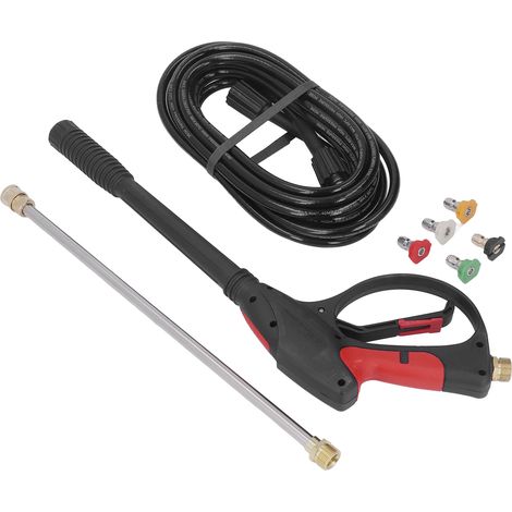 Pistolet nettoyeur haute pression 4000PSI avec flexible 8M, lance de lavage et 5 buses, kit complet pour lavage auto et surfaces. (1/5)
