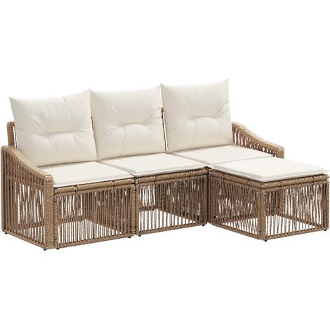 Gartensofa-set 4 pcs Beige Poly-Rattan vidaXL