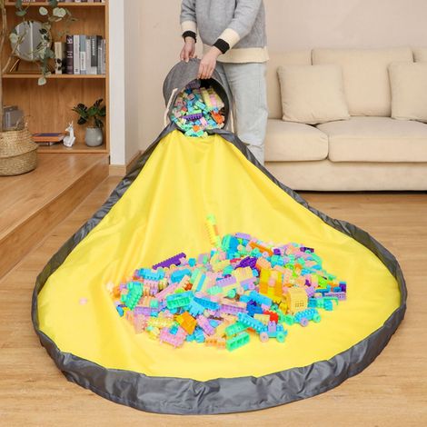 Panier de rangement pour jouets d'enfants, tapis de jeu, sac de rangement, pochette pour jouets pour garçons et filles, gris, grand format (1/5)