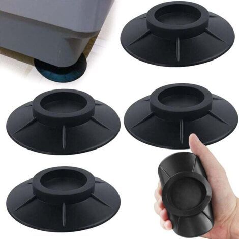 Waschmaschinenfüße, 4-teiliges Set, Antivibrationsmatten, Gummi-Dämpfungspads, Antivibrationsmatten für Trockner, Schwarz (1/5)