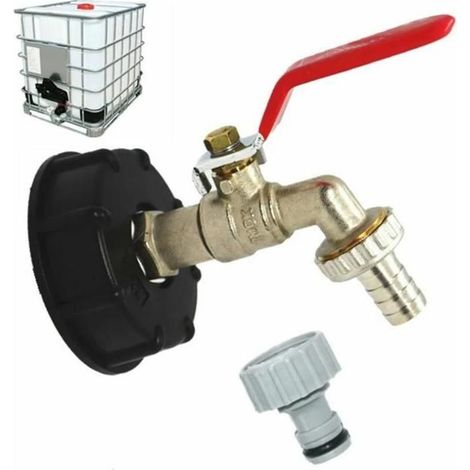 Vanne pour réservoir de stockage de 1000 L, raccord de robinet S60X6 IBC, raccord de tuyau 1/2 pouce, adaptateur de vidange, robinet