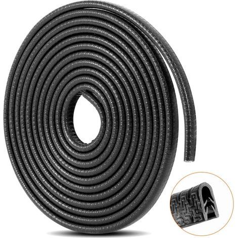 Joint de porte en caoutchouc flexible Protection bord de porte Profil U noir Longueur 5M Résistant aux chocs et à la chaleur