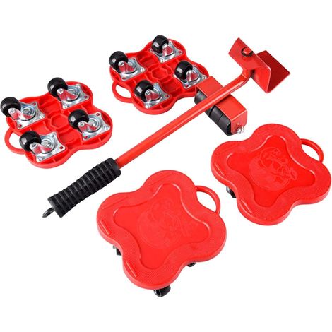 [JAMAIS UTILISÉ]Accessoire de levage,Meubles Mobile Outil, Lourd Meubles Levage Roues Set,  Charge Roulement Max 400kg - Rouge (1/5)