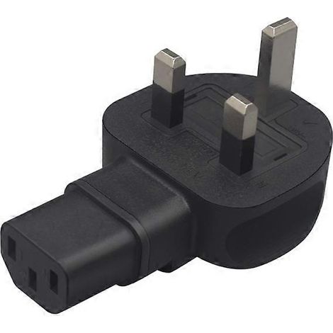 Adaptateur secteur noir réversible BS1363 13A vers C13 pour PC (norme britannique) (1/5)
