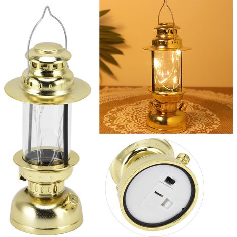 Lampe de cheminée décorative pour le Ramadan, lanterne portable en fil de cuivre, lanterne transparente décorative, décoration de fête, or (1/5)