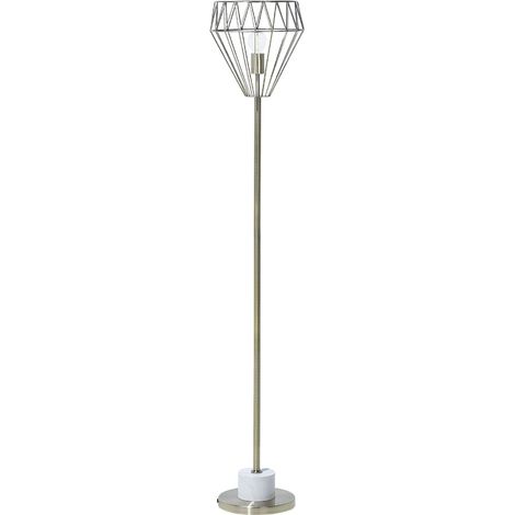 Lampadaire Filaire Type Cage Couleur Bronze en Métal Idéal pour Ampoule Filament E27 Max 60W Éclairage Tendance pour Salon Industriel Urbain Beliani (1/5)