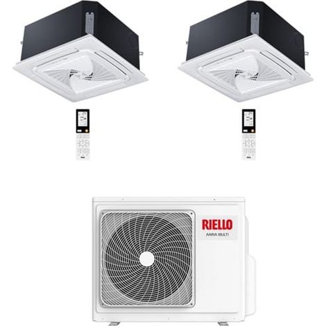 Climatizzatore Condizionatore Riello Cassetta 4 Vie Dual Split Inverter R32 12000 + 18000 BTU con U.E AARIA MULTI 250 PI Classe A++/A+