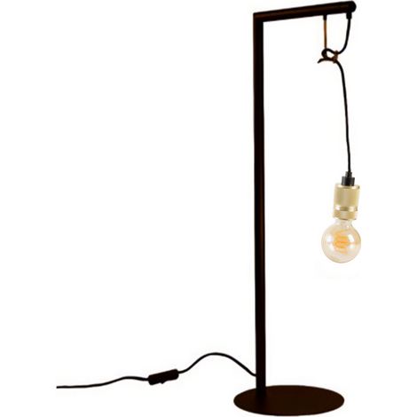 Lampe à poser sur pied déco industrielle en métal noir et doré Compatible E27 (1/4)