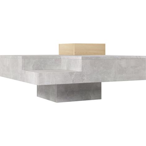 Table basse carrée avec boîte de rangement amovible, effet béton gris et bois, structure en panneau de particules, 72 x 72 x 30 cm, 30 kg CHICFURN (1/5)