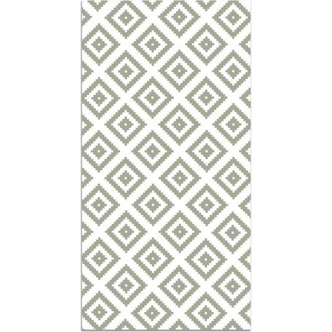 1 tapis vinyle panorama carrés verts, 80x200 cm, PVC résistant, pour cuisine bureau salon