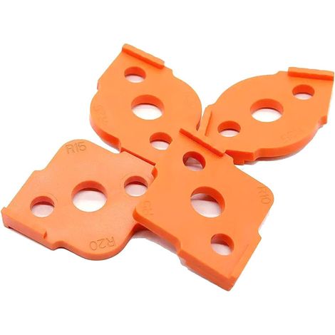 Juego de 4 plantillas para fresadora de mesa, plantilla de corte R5 - R40, accesorios para fresado de radio de esquina, plantilla guía de fresadora de medio círculo naranja.