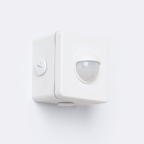 Sensore di Movimento PIR Crepuscolare 240º da Superficie per Esterni IP65 con Telecomando Bianco