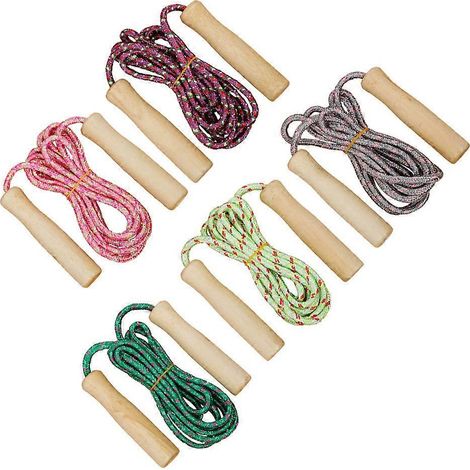 Corde à sauter avec poignée en bois pour l'entraînement - Kit de 5 cordes à sauter créatives et durables (1/5)