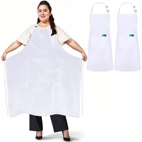 Lot de 2 Tablier, Grande Taille 90x100cm, Polyester, 2 Poches, Réglable, Cuisine, Restaurant, Jardin (1/5)