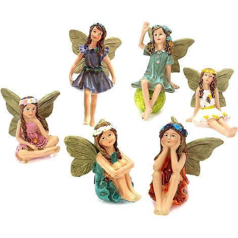 6 Pièces Statue de Fée Résine,Figurines de Fées Miniatures (1/5)