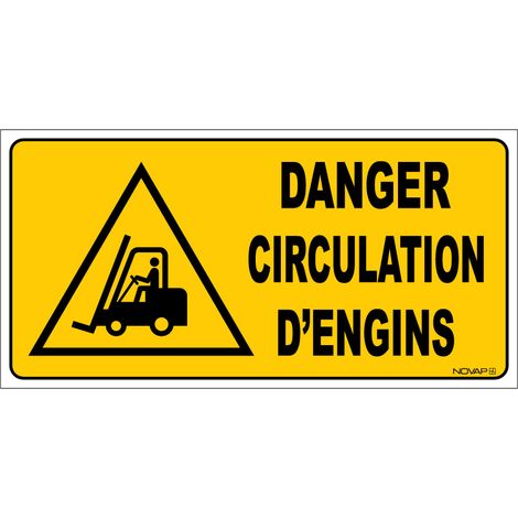 Marquage au sol adhésif pour extérieur 480X240 - Danger circulation d'engins- 8006266 (1/5)