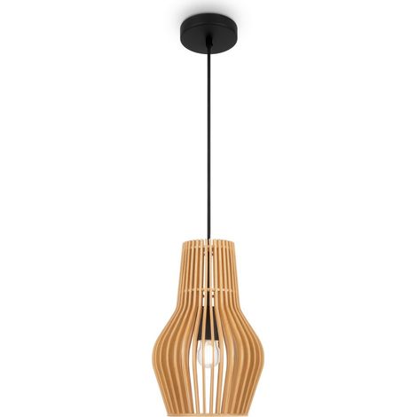 Maytoni Roots I Plafonnier suspendu moderne de 20 cm avec cadre en fil de fer noir et abat-jour beige 1xE27