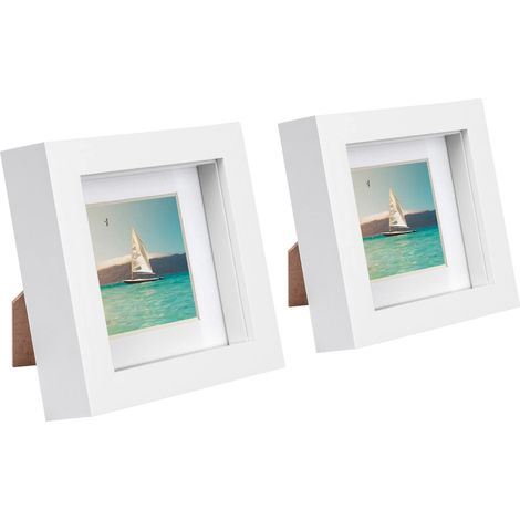 Lot de 2 cadres photo 3D 4 x 4 pouces avec montage 2 x 2, à poser ou suspendre, effet ombre (1/5)