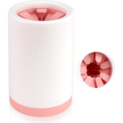 Nettoyant Pour Pattes Chien - Contenant Portable Avec Brosse En Silicone Souple - Adapté Toutes Tailles Chiens - Rose (1/5)
