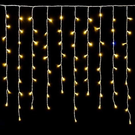 gloca Tenda 120LED 3m X 30-70-40-60cm Filo Bianco Flash Bianco IP65 (Luce Gialla) (1/4)