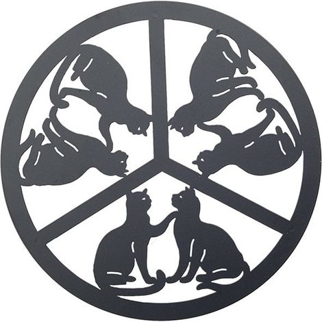 Dessous de Plat en Métal Motif Chat Noir pour Table et Cuisine Noir 22 x 22 x 1 cm - PANGIVO (1/4)