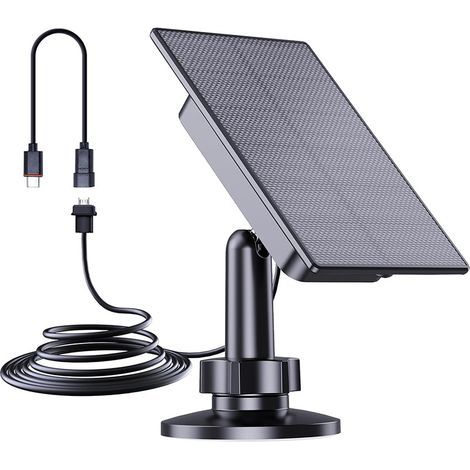 2W monokristallines Silizium-Solarpanel, USB/Type-C-Lade-Photovoltaikpanel, Stromplatine für Außenüberwachungskamera, IP66 wasserdichtes Solarpanel mit Halterung.