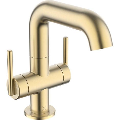 Crosswater 3ONE6 Mitigeur lavabo - 18.5cm - 2 leviers - Laiton brossé PVD