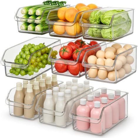 Boîte de rangement pour réfrigérateur en PET transparent 29 × 20 × 13 cm — bac alimentaire avec couvercle pour œufs (1/5)