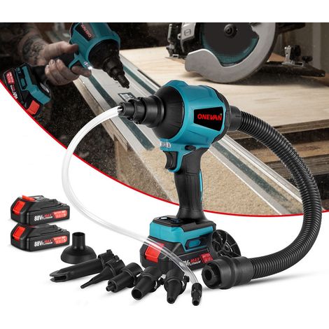 Aspirateur Souffleur Rechargeable sans fil 5 en 1, Blowing and suction Souffleur à poussière sans fil, pour batterie makita 18v - Deux batterie